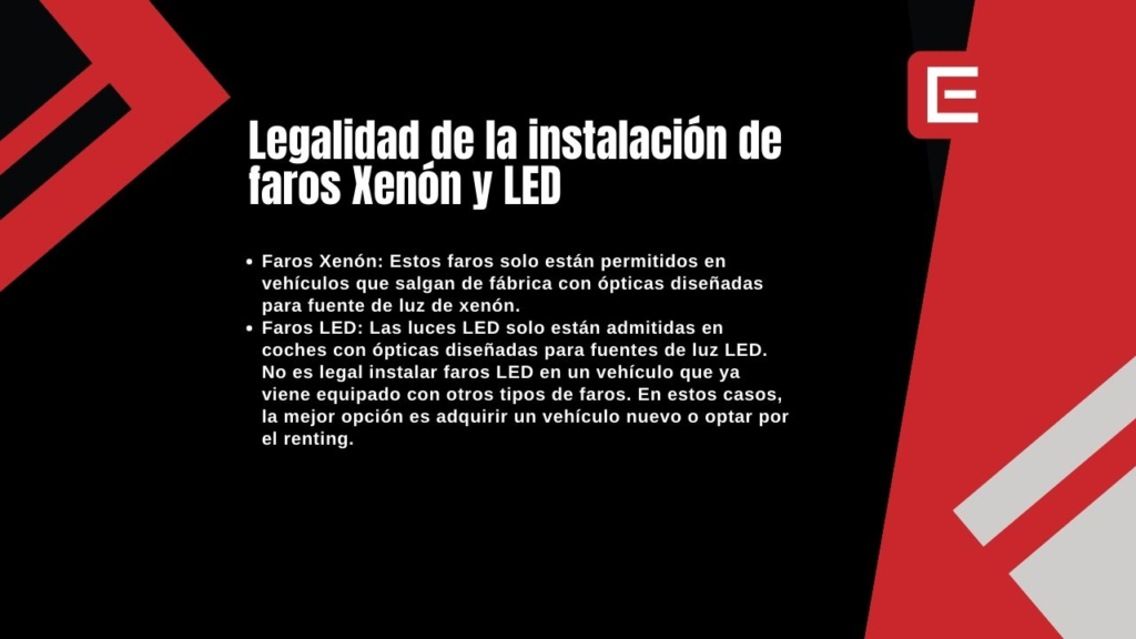 Legalidad de la instalación de faros Xenón y LED